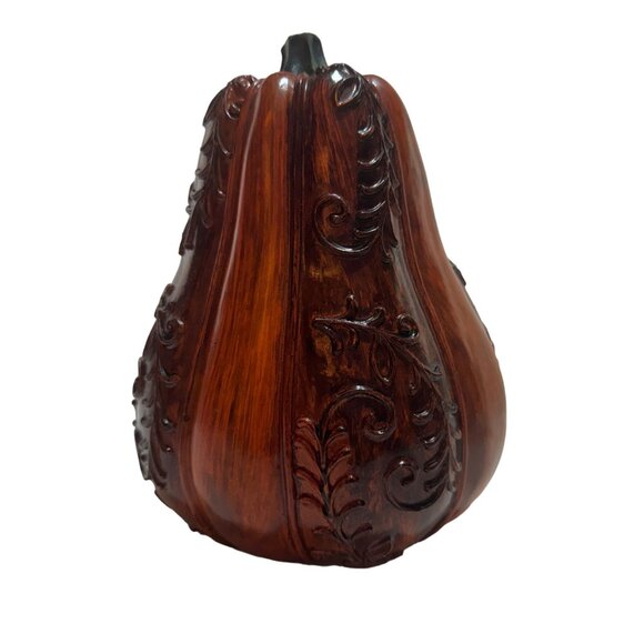 Handcrafted Carved Wooden Pumpkin Decor Thanksgiving Harvest Autumn Fall - Picture 2 of 4